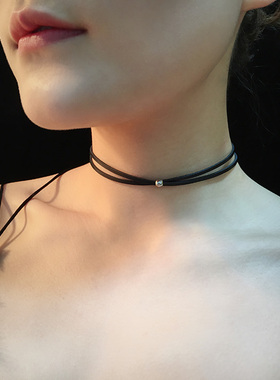 choker少女风手工牛皮节日锁骨链