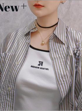 choker真皮项圈锁骨链佟丽娅同款