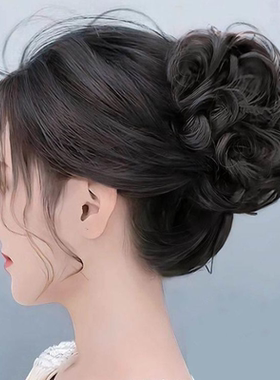 旗袍丸子头假发女发包蓬松发圈新娘发苞盘发神器花苞头增发