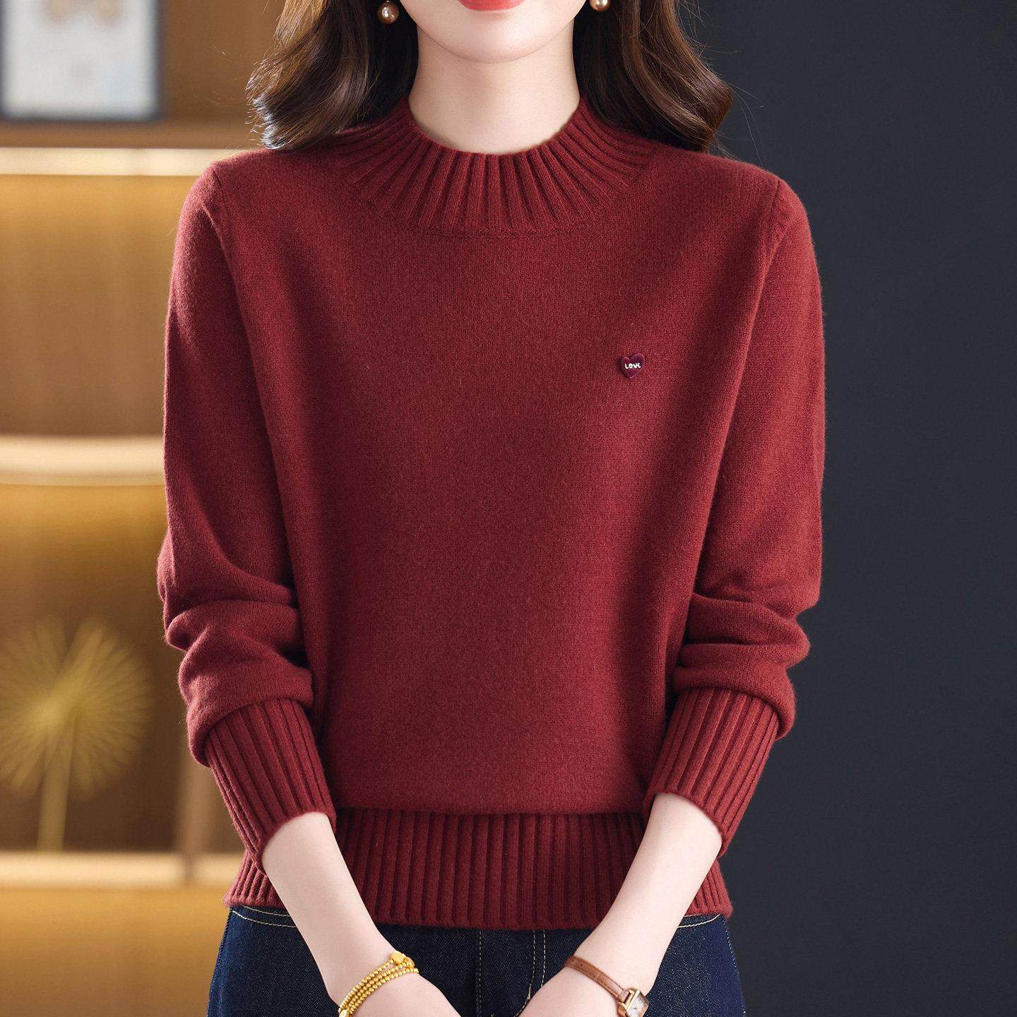 加厚保暖羊毛衫女100纯羊毛内搭打底衫高级感软糯妈妈款毛衣秋冬,淘宝优惠券,粉丝福利购,淘宝优惠卷