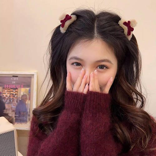 韩系毛绒蝴蝶结mini发夹2025新款高级感外戴百搭小号抓夹盘发夹子 - 图2