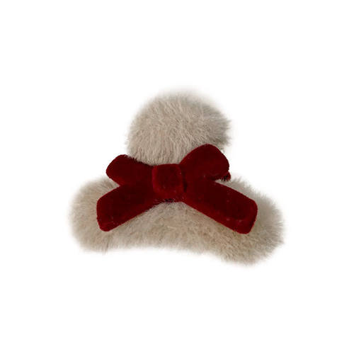 韩系毛绒蝴蝶结mini发夹2025新款高级感外戴百搭小号抓夹盘发夹子 - 图3