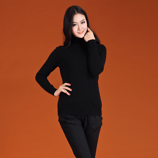 鹿王羊绒衫女士樽高领平针针织套头薄款秋冬新款长袖百搭打底毛衣