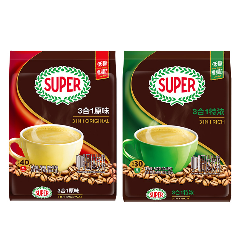 马来西亚进口super超级咖啡经典原味40条三合一速溶咖啡粉720g - 图3