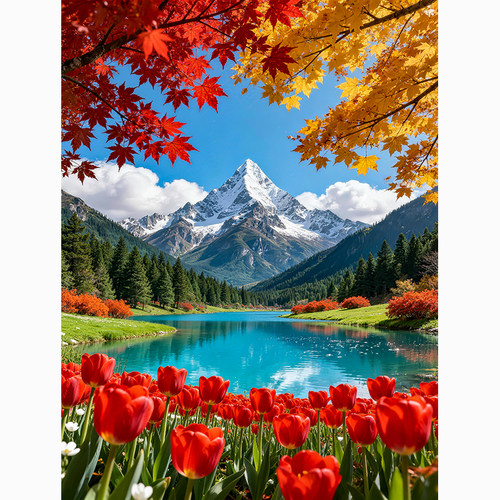 新中式山水风景装饰画玄关无框画现代简约客厅画自粘贴画 - 图3