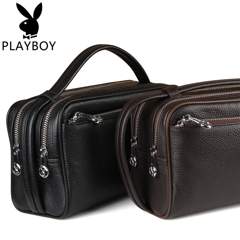 花花公子正品男手拿包头层牛皮男包 花花公子恒信男士包袋