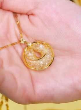 金丝网状圆圈吊坠锁骨链女款