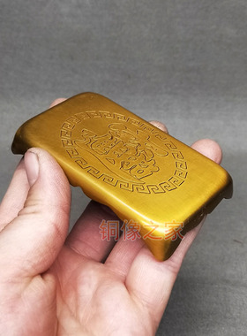 黄铜做旧招财进宝底座工艺品包邮