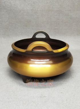 黄铜线香炉供佛桌面摆件