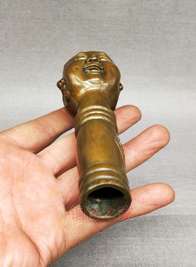 新款包邮 黄铜做旧四面佛喜怒哀乐拐棍拐杖头把件送牛津防滑头