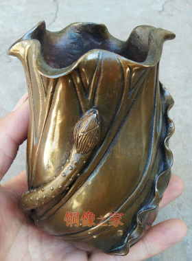 笔筒纯铜仿古风书房摆件