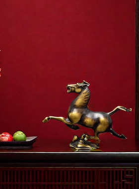 华擎纯铜办公摆设复古风客厅铜马