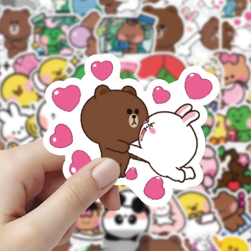 新品120张不重复韩国ins可爱line布朗熊贴纸手账贴纸标签装饰贴画,淘宝优惠券,粉丝福利购,淘宝优惠卷