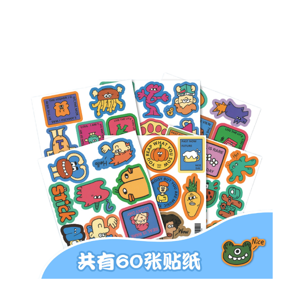 古怪创意涂鸦头像贴纸卡通动画艺术复古素材贴画diy装饰不干胶图,淘宝优惠券,粉丝福利购,淘宝优惠卷