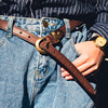 Retro handmade genuine leather cow belt for men and women denim work clothes