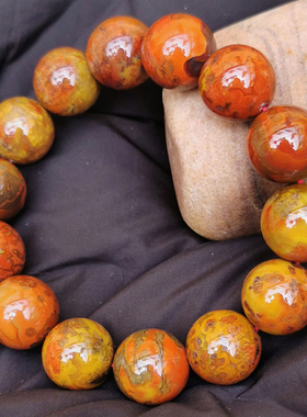 战国红手串男款缠丝红缟玛瑙手链红玛瑙圆珠子天然宣化料水雪珠宝