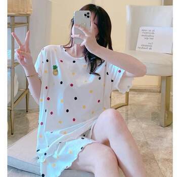 M fat M 260 pounds loose short-sleeved women's summer extra large size 300 pounds Korean style shorts home wear trend