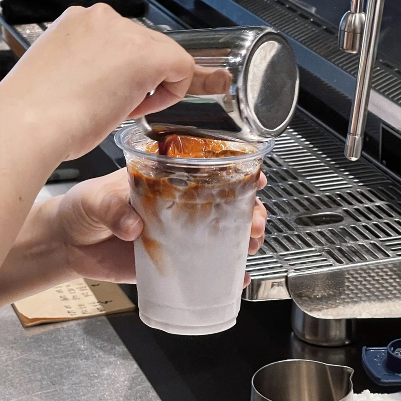 透明咖啡杯一次性pet冷饮杯带盖92口径塑料商用果茶奶茶杯子定制-图0