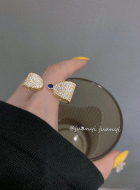 ins高级感小公举蝴蝶结戒指夸张仙女气质时尚潮流个性开口可调节