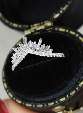 皇冠羽毛戒指ins日韩风