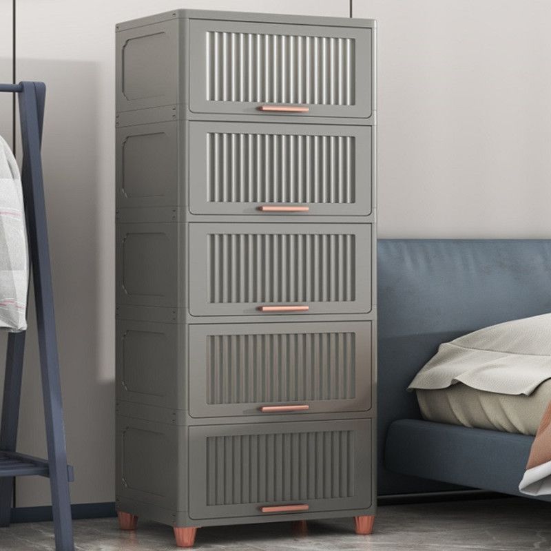 多层翻盖式收纳柜子客厅储物柜厨房缝隙置物架卧室床头柜宝宝衣柜 - 图0