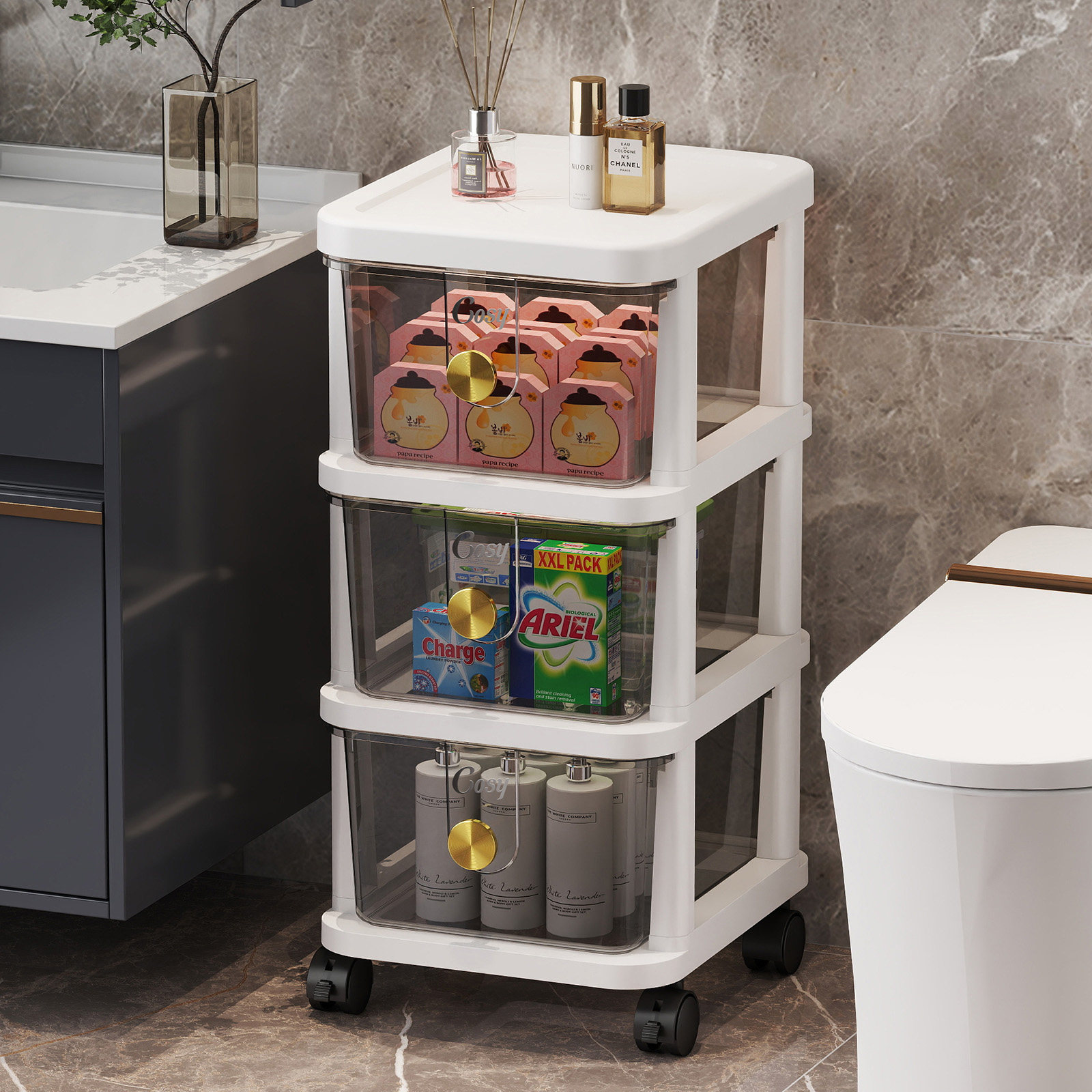 抽屉式收纳柜家用多层可移动零食置物架收纳箱桌下储物柜床头柜子,淘宝优惠券,粉丝福利购,淘宝优惠卷