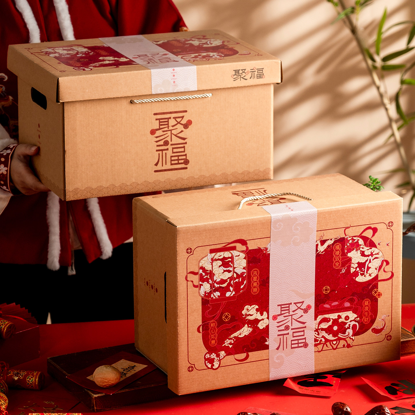 牛皮卡年货通用礼品包装盒定制坚果干果特产熟食腊肉花饽饽大纸箱,淘宝优惠券,粉丝福利购,淘宝优惠卷