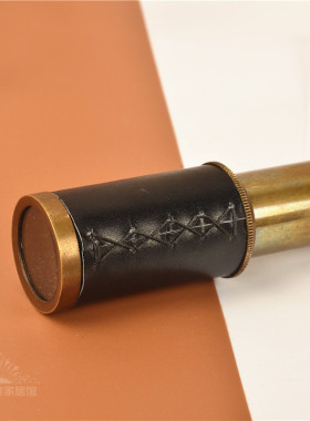 黄铜望远镜欧式法式创意办公室伸缩手拿便携海盗镜书房桌面装饰品