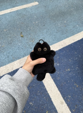 猫不疑原创设计可爱猫饼黑猫毛绒挂件钥匙扣包包挂饰创意礼品