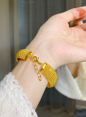 吉盟珠宝女款5G黄金手镯蹦迪珠