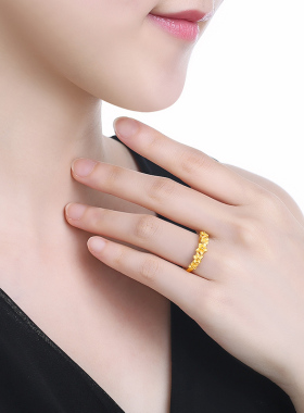 吉盟珠宝黄金戒指桔梗花开活圈口