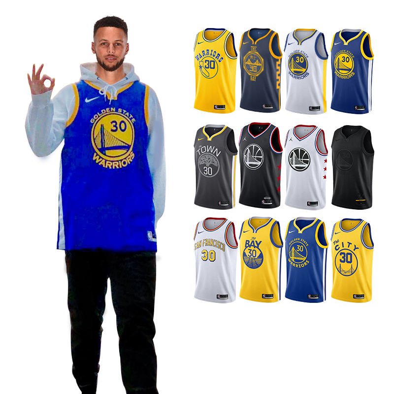 NIKE耐克库里球衣勇士队nba城市版复古30号酷动城正品912101-728-图1