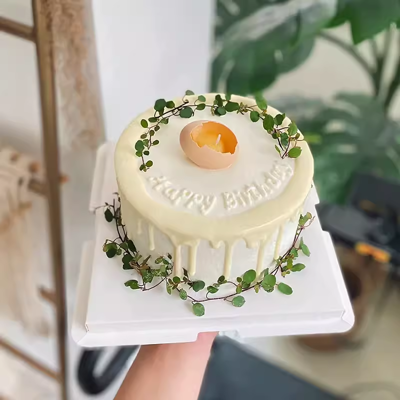 网红简约款破壳日蛋糕装饰摆件鸡蛋壳蜡烛鸡蛋液派对生日蛋糕插件