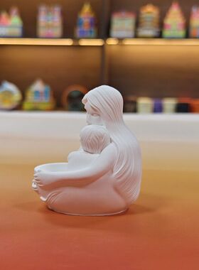 乐信母亲和孩子香薰蜡烛石膏空杯花盆栽笔筒扩香石容器皿创意摆件