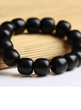 和田玉墨玉手链男聚墨黑圆珠女手链手饰18mm手串