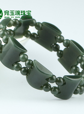 宛玉魂和田玉手链男士手排青玉细料玉石手串女士手饰霸气节节高升