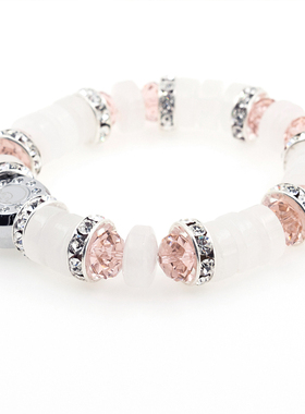 甜美风白玉半宝石生日礼物手链