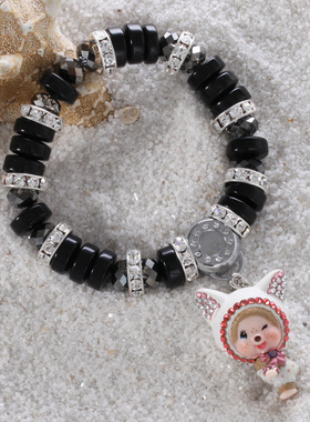 萌趣趣风黑天鹅半宝石串珠饰品