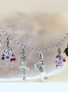 Monchhichi桃心仿水晶项链吊坠