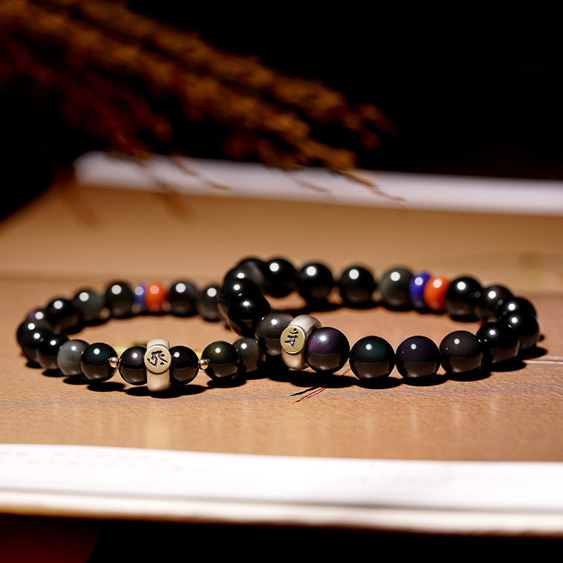 黑曜石本命佛手链转运珠佛珠手串 赏峰饰品手链