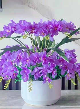 仿真花香雪兰假花客厅摆件装饰花家居室内花艺电视柜餐桌摆设盆栽