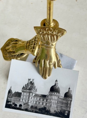 世界岛美国贵妇之手黄铜手账夹复古书签票据夹子摆拍道具书信夹