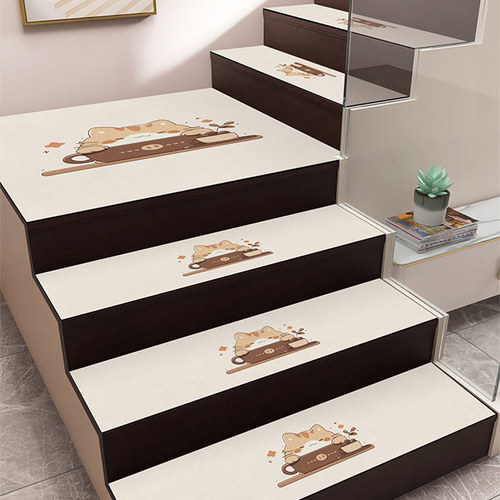 硅藻泥卡通楼梯踏步垫台阶防滑免胶塑胶地板革高端台阶隔音脚垫 - 图0