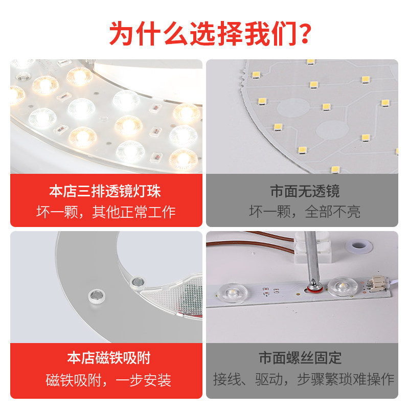 惠普时尚家装led灯芯替换灯盘全光谱护眼磁吸圆形卧室吸顶灯灯板,淘宝优惠券,粉丝福利购,淘宝优惠卷