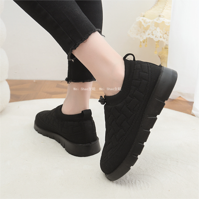 Wei Shao女鞋冬季加绒保暖一脚蹬棉鞋休闲抽绳奶奶鞋工作鞋,淘宝优惠券,粉丝福利购,淘宝优惠卷