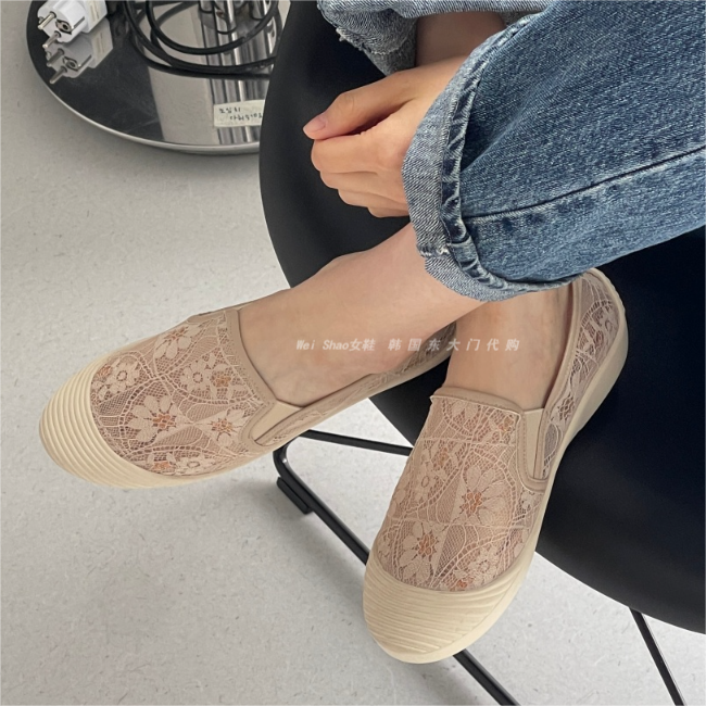 韩国东大门代购春夏季新款甜美小香风网纱绣花透视浅口平底休闲鞋,淘宝优惠券,粉丝福利购,淘宝优惠卷