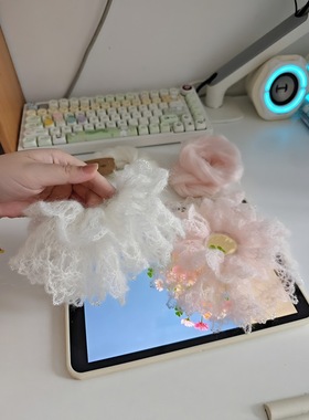 双层马海毛发圈毛线手工编织发饰发绳女神创意气质礼物diy材料包