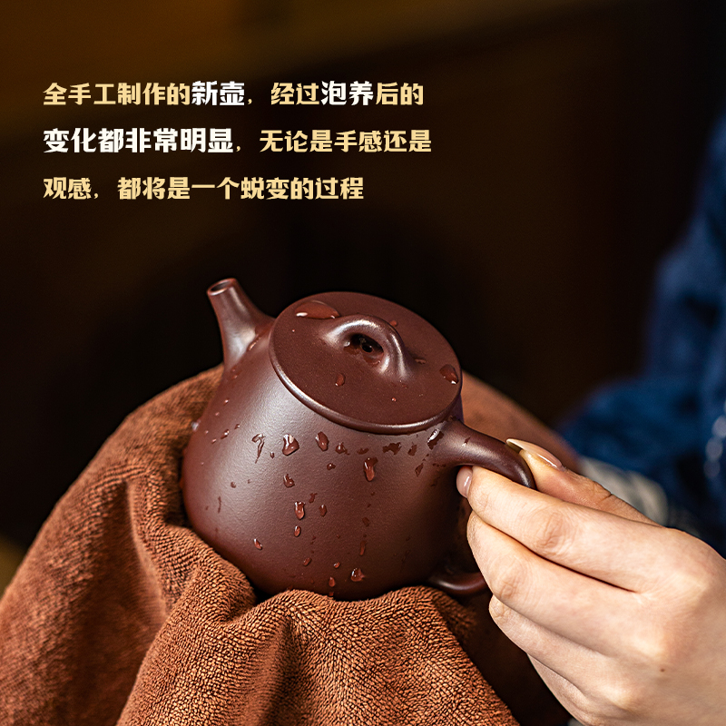 古悦堂 宜兴紫砂壶名家纯手工功夫茶壶茶具家用套装 底槽清高石瓢 - 图1