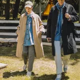 Японский ретро брендовый длинный осенний трендовый плащ подходит для мужчин и женщин, куртка для влюбленных, средней длины, в корейском стиле, оверсайз