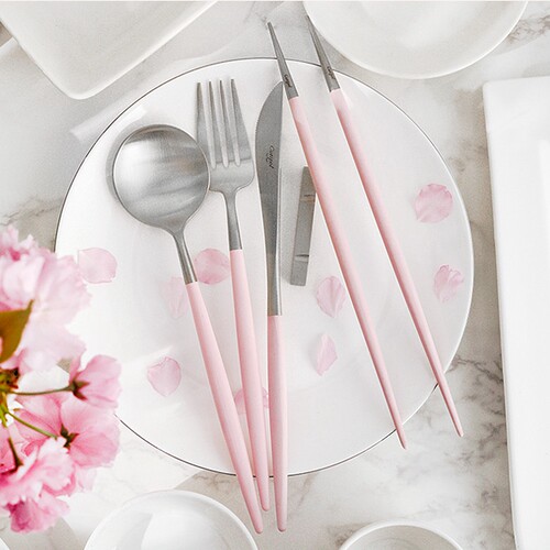 葡萄牙Cutipol官方授权GOA Pink粉色西餐具叉甜点咖啡勺茶勺 - 图1